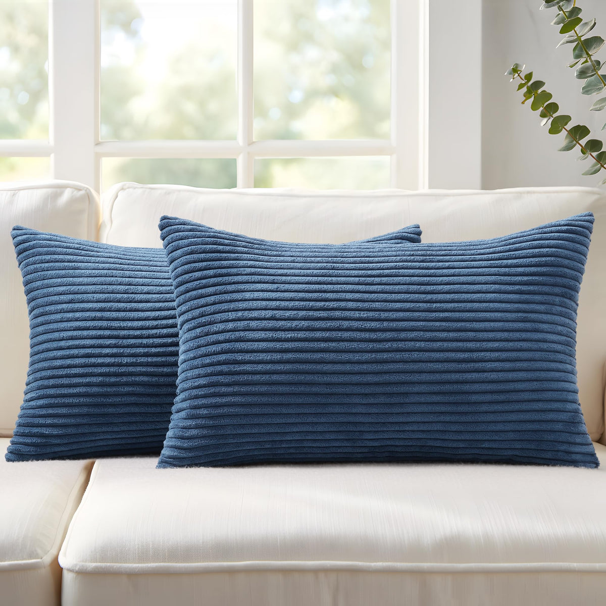 Mecatny Corduroy Fall Throw Pillow Covers 18x18 Set of 2 Olive Green