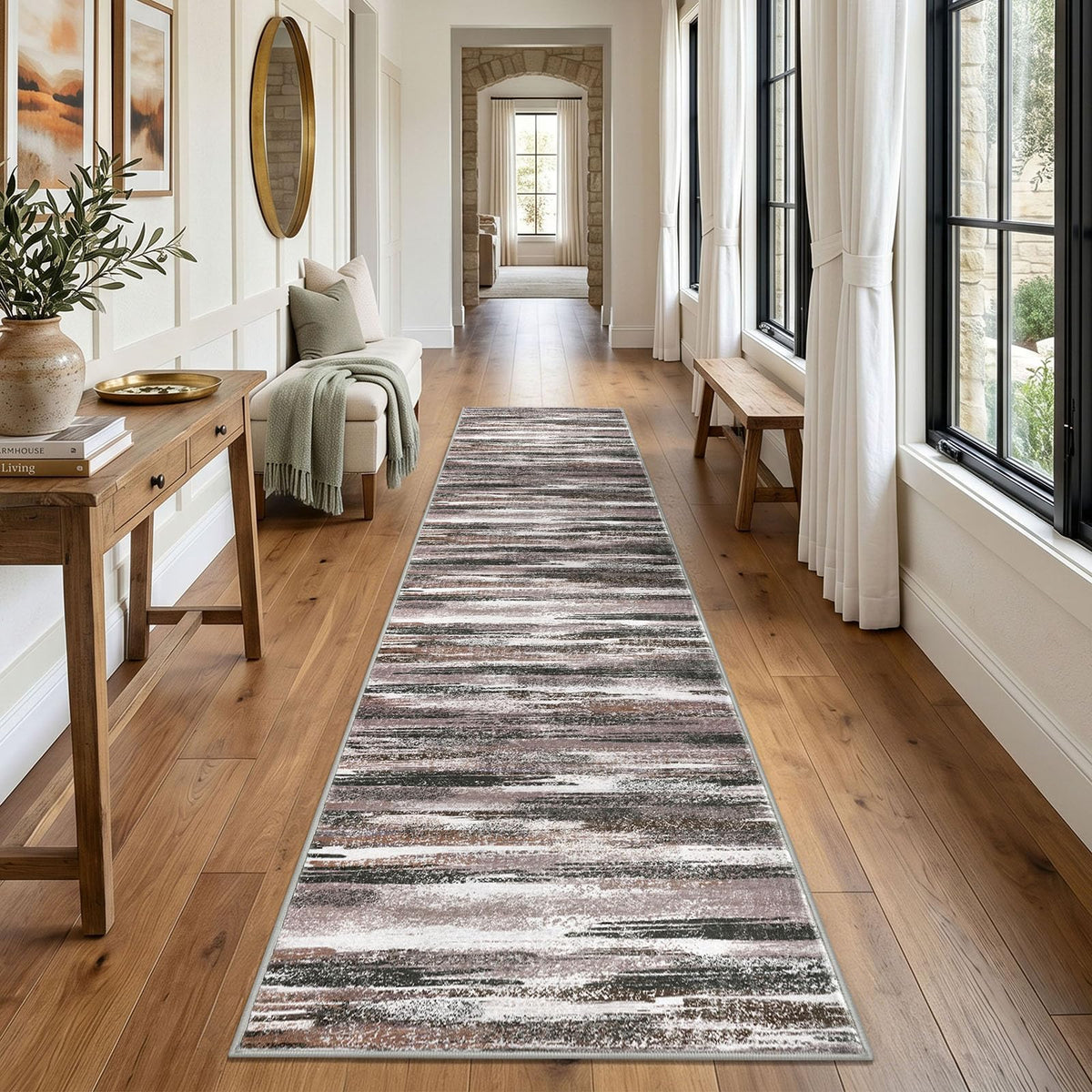 Lansny Abstract 2x3 Area Rug Small Washable Entryway Rug Non Slip Door Mat