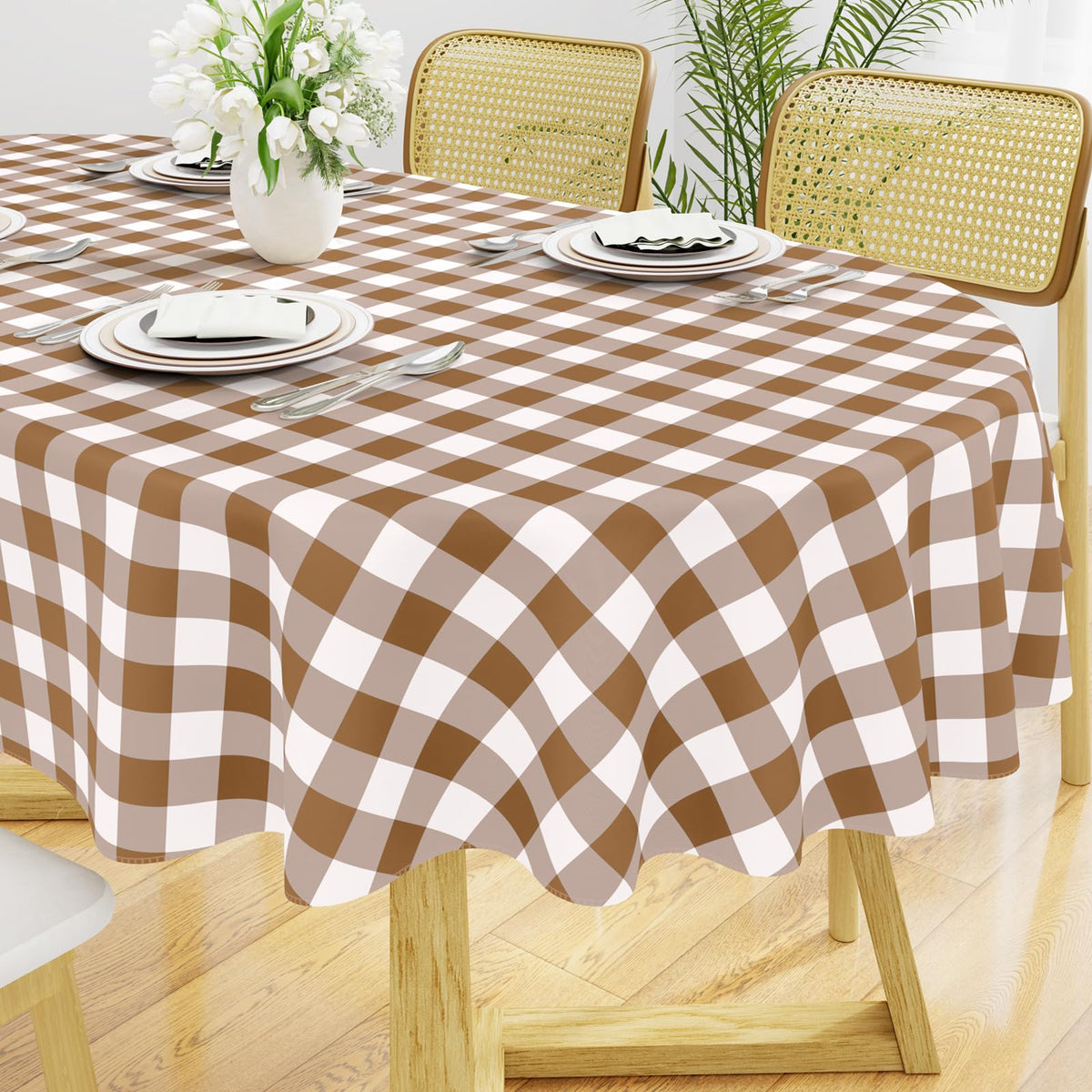 Smiry Picnic Table Cloth, Vinyl Tablecloths with Flannel Backing, 60"x84"