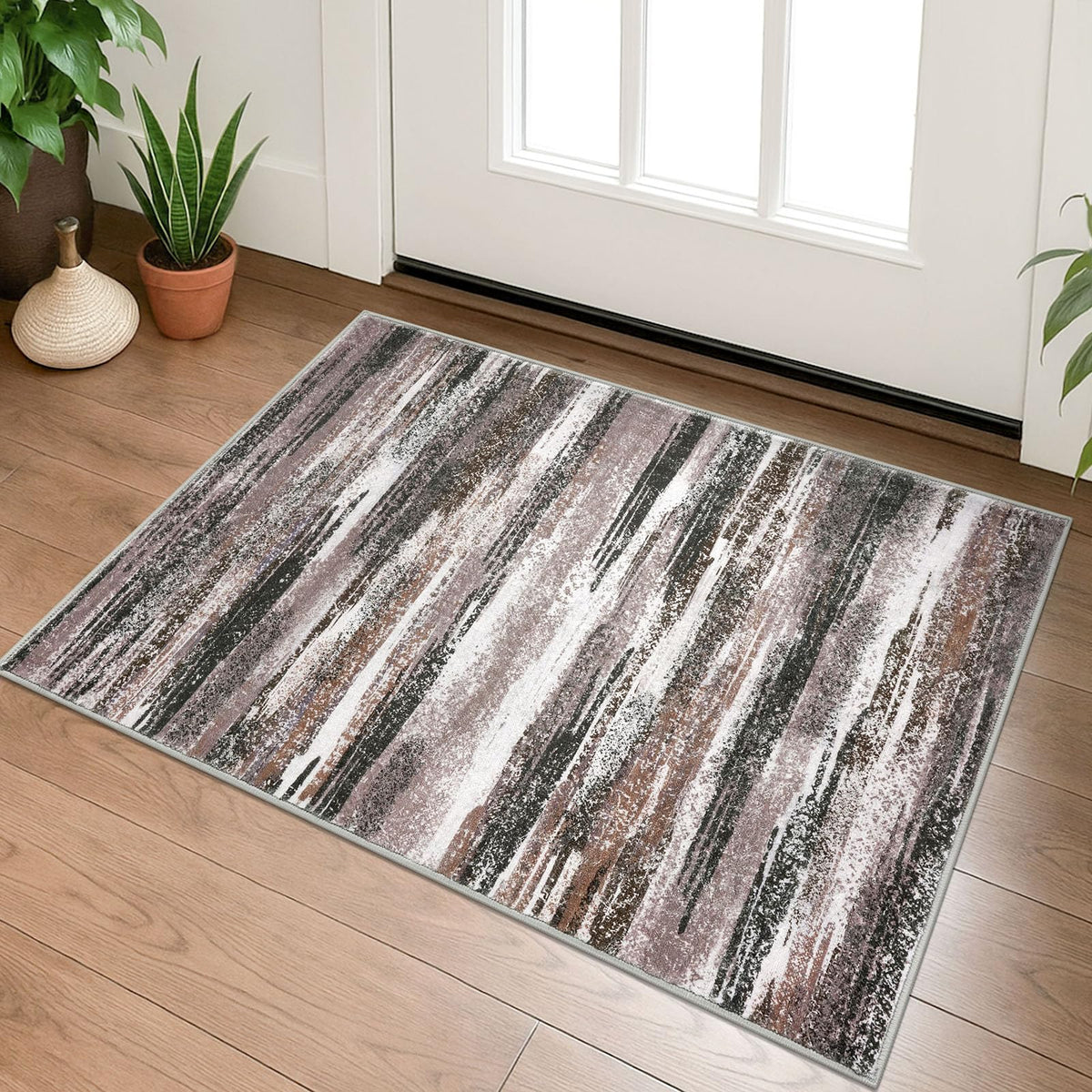 Lansny Abstract 2x3 Area Rug Small Washable Entryway Rug Non Slip Door Mat