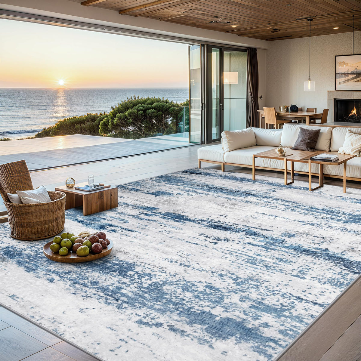 PLHXFR 8x10 Area Rug Living Room: Modern Abstract Washable Carpet Multi
