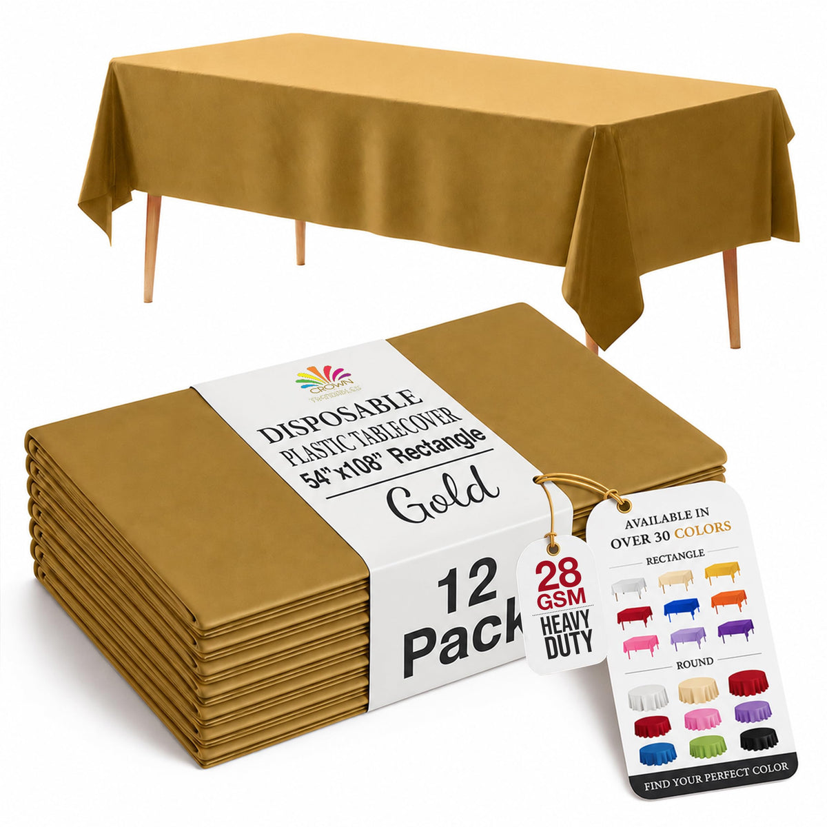 Exquisite 12-Pack Premium Plastic Tablecloth 12-Pack Premium Plastic Tablecloth 84in. Round Table Cover - Emerald Green