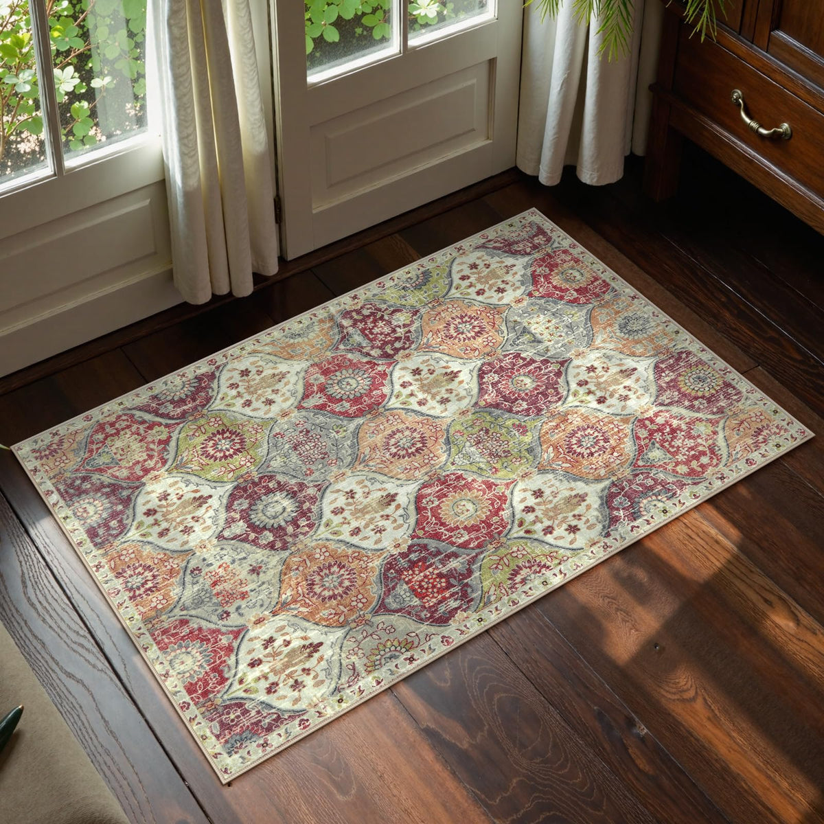 Lahome Moroccan Machine Washable Rugs for Living Room, 4x6 Rug for Bedroom