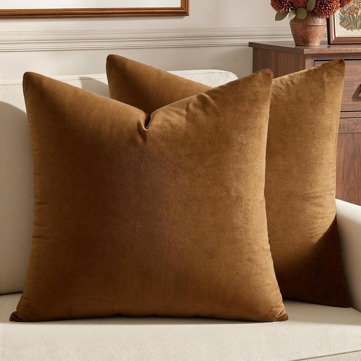 MIULEE Velvet Throw Pillow Covers 18x18 Inch Pack of 2 Dark Blue