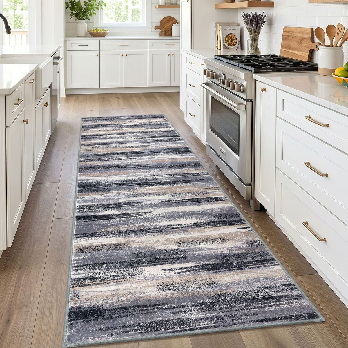 Lansny Abstract 2x3 Area Rug Small Washable Entryway Rug Non Slip Door Mat
