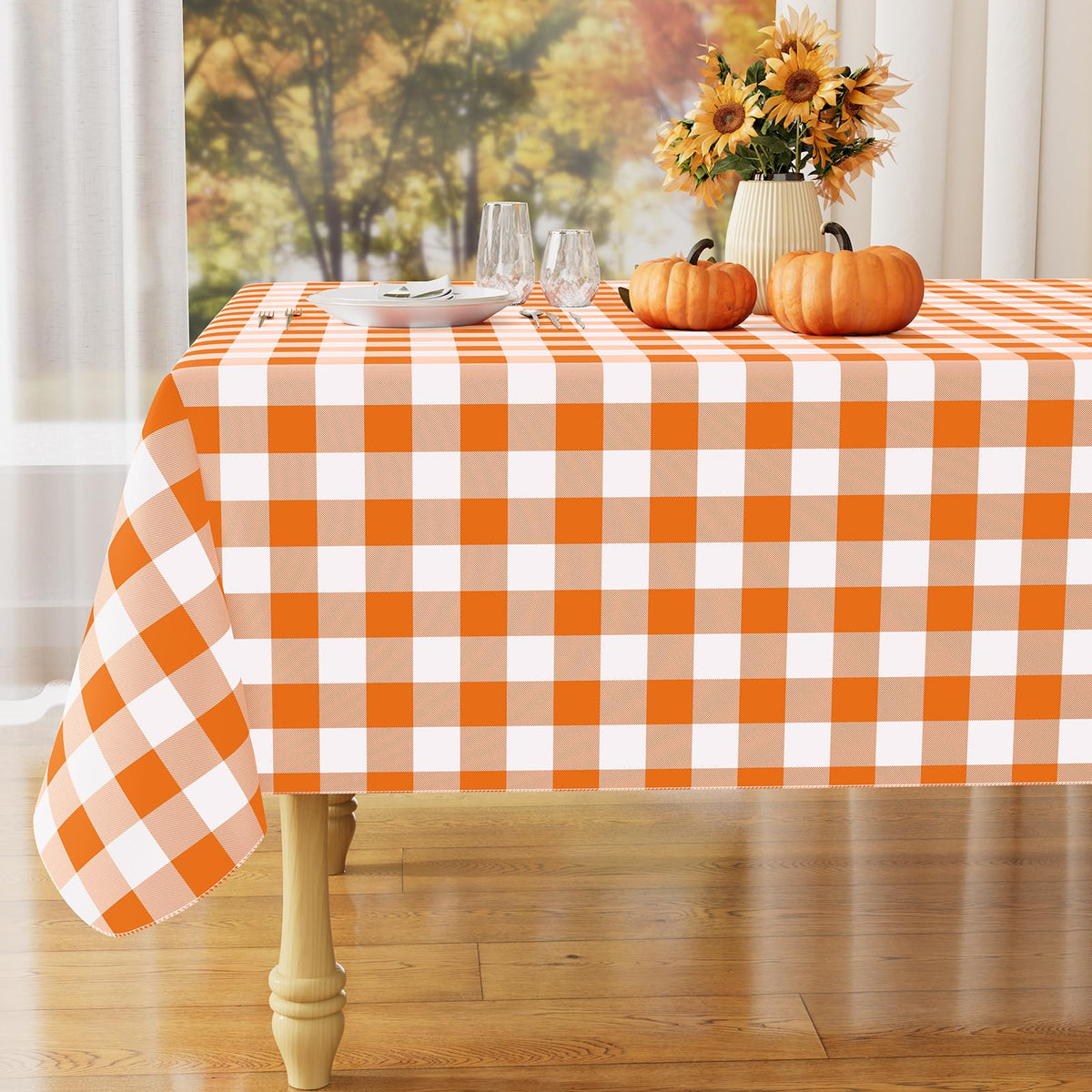 misaya Rectangular Waterproof Vinyl Table Cloth, Flannel Backed Tablecloth