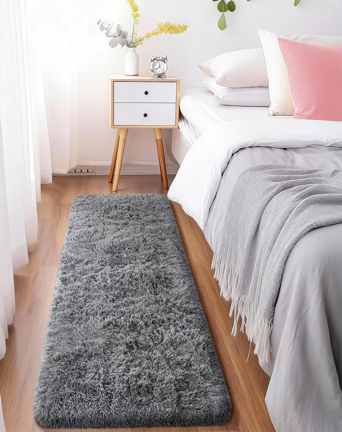 Ophanie Area Rugs for Living Room Bedroom, Washable Non-Slip Fluffy Soft Grey Shag Carpet, Indoor Floor Gray 4x6 Fuzzy Shaggy Living Room Plush Rug for Kids Home Dorm Decor Aesthetic