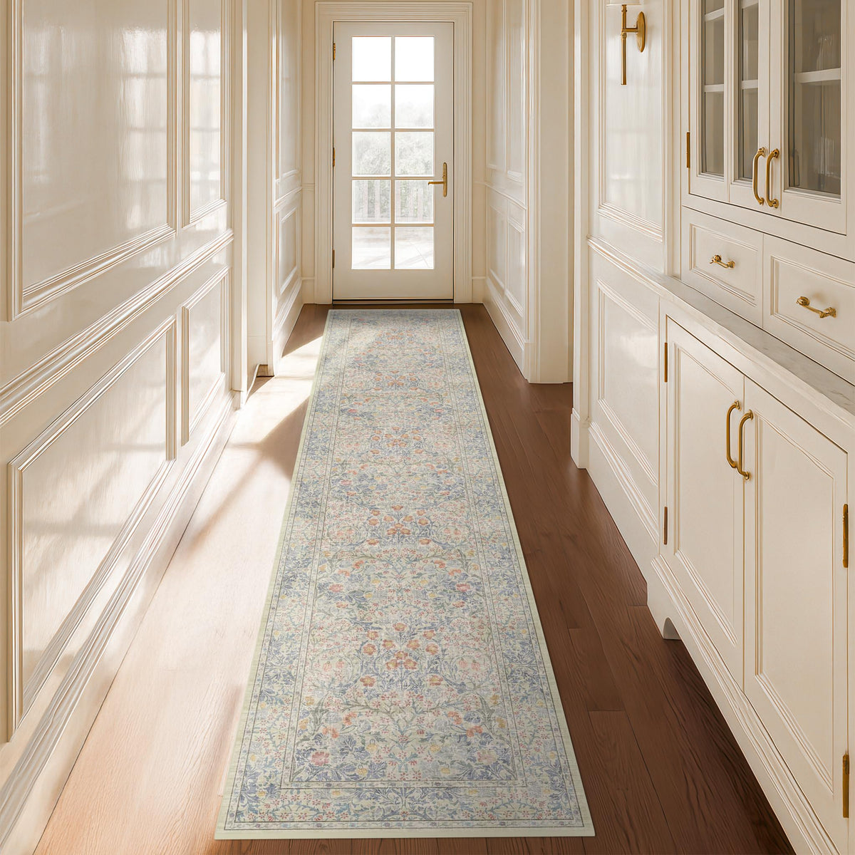 Vintage Floral Dark Green 3x5 Area Rugs for Entryway, Kitchen, Bedroom Beside Rug, Laundry Room, Non-Slip Low Pile Ultra Soft Stain Resistant Small Carpet