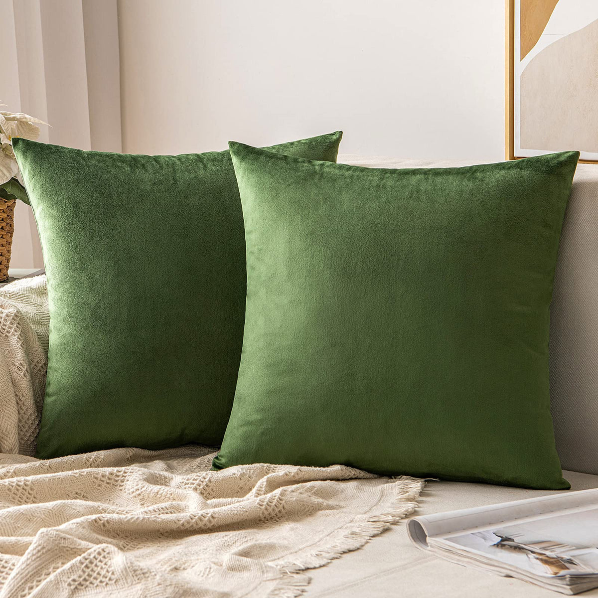 MIULEE Velvet Throw Pillow Covers 18x18 Inch Pack of 2 Dark Blue