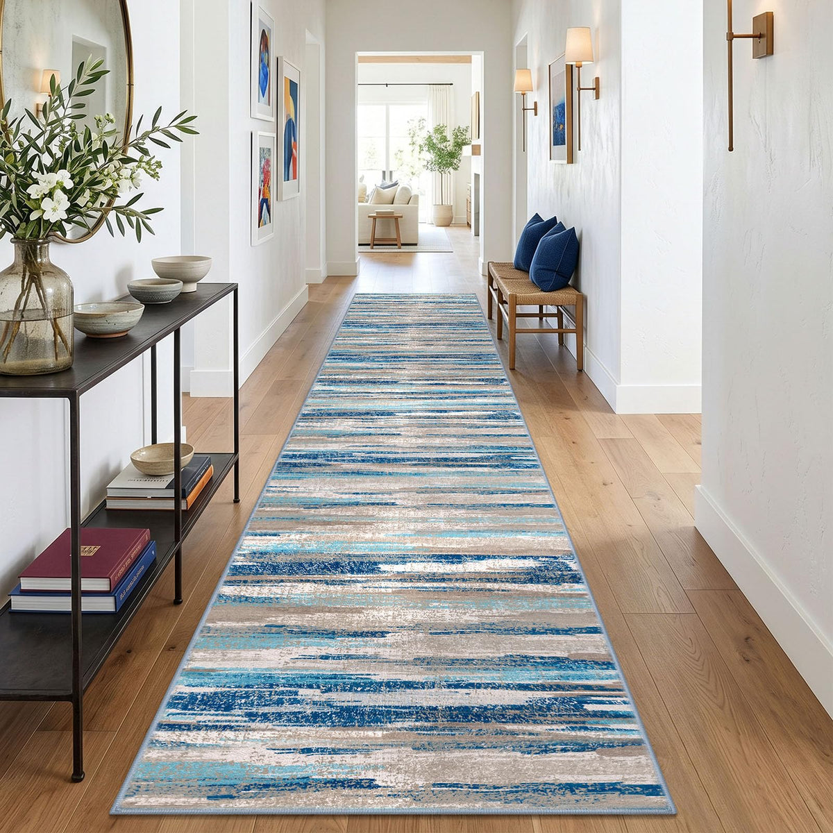 Lansny Abstract 2x3 Area Rug Small Washable Entryway Rug Non Slip Door Mat