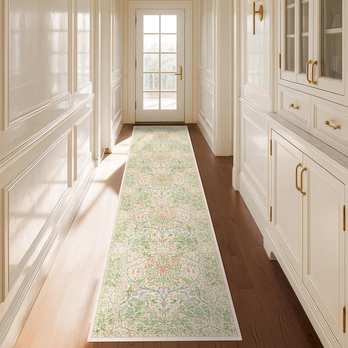 Vintage Floral Dark Green 3x5 Area Rugs for Entryway, Kitchen, Bedroom Beside Rug, Laundry Room, Non-Slip Low Pile Ultra Soft Stain Resistant Small Carpet