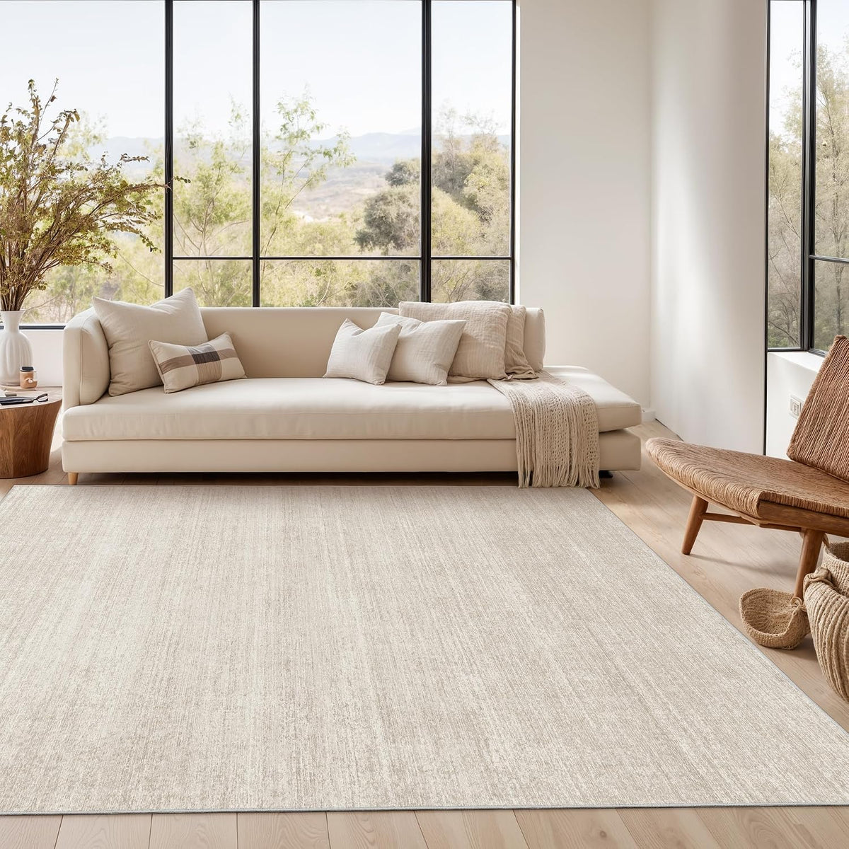 Valenrug Washable Rugs 5x7, Non Slip Large Area Rugs for Living Room, Beige