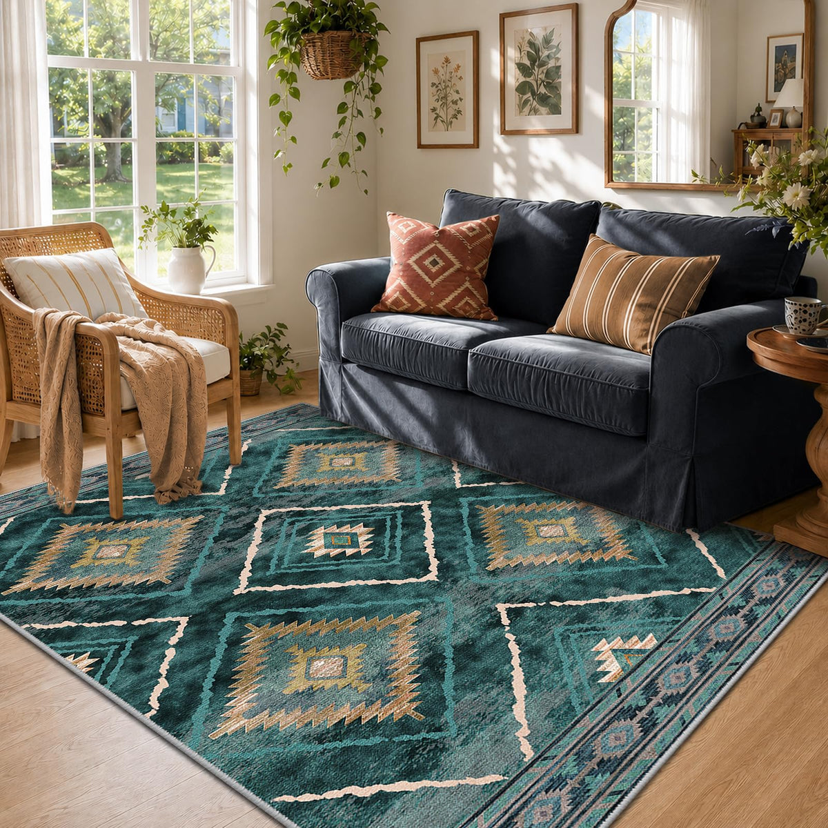 BESTSWEETIE 5'x7' Washable Area Rug for Living Room Bedroom Black
