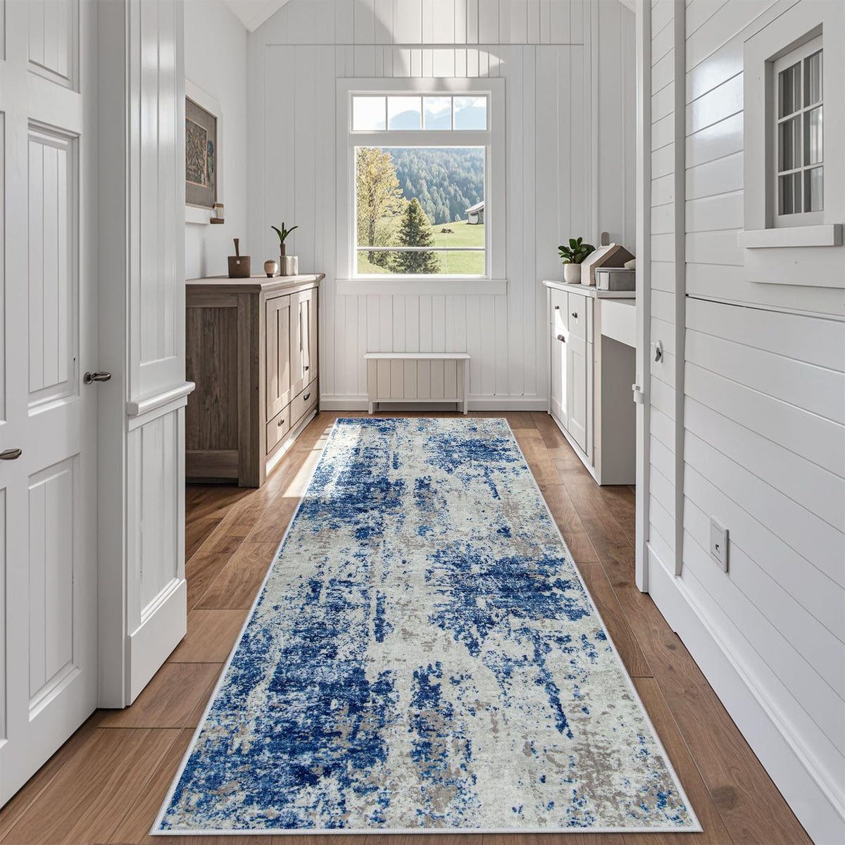 8x10 Area Rugs for Living Room Washable Bedroom Dining Room Blue Grey