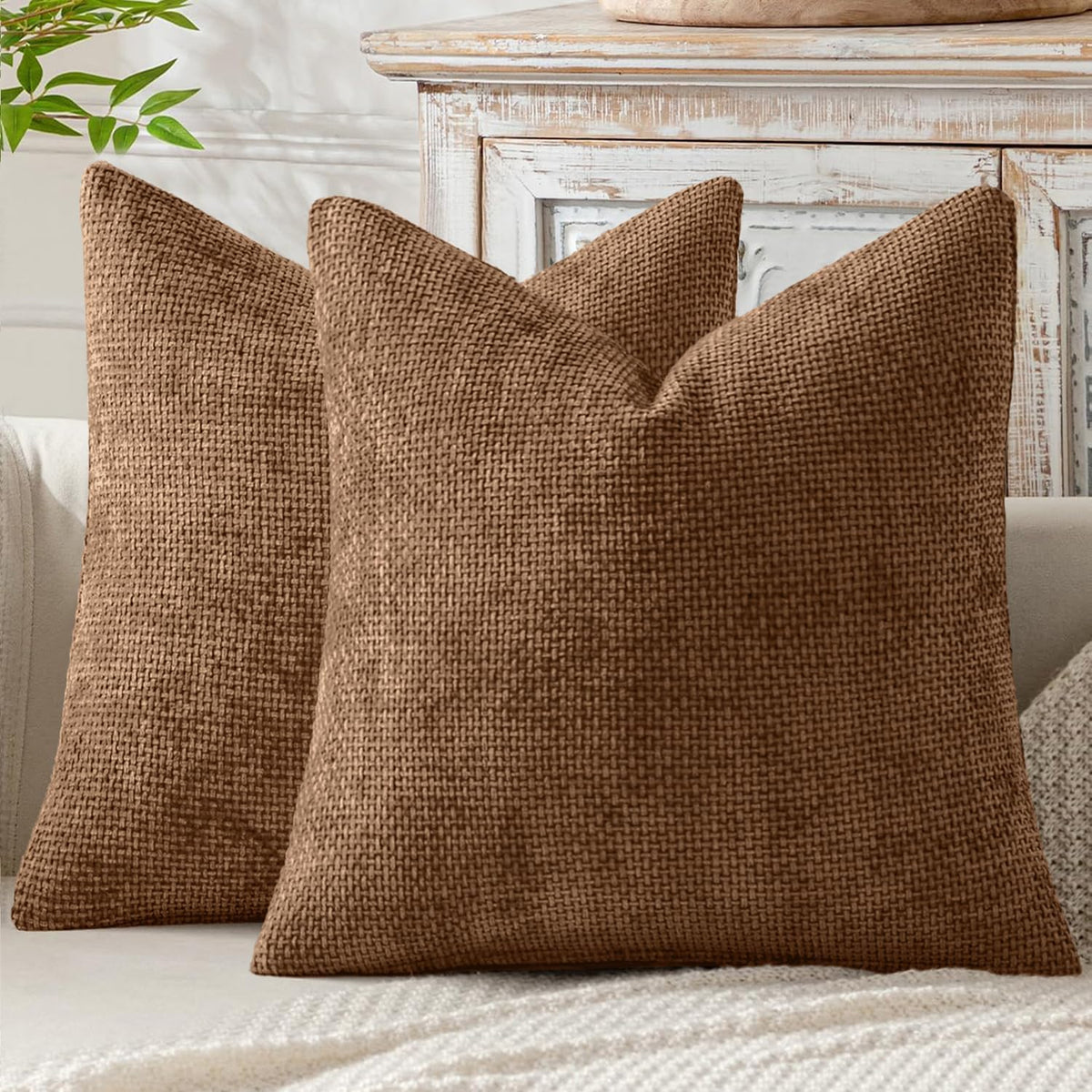 MIULEE Decorative Couch Throw Pillow Covers 18x18 Inch Coastal Blue 2 Pack