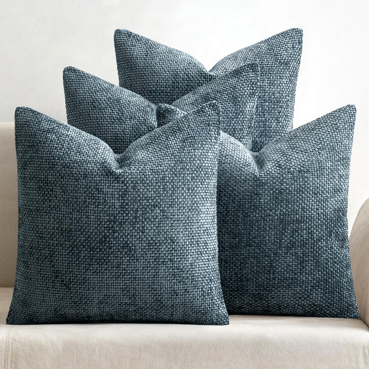 MIULEE Soft Decorative Chenille Pillow Covers Neutral 18x18 Pack of 4