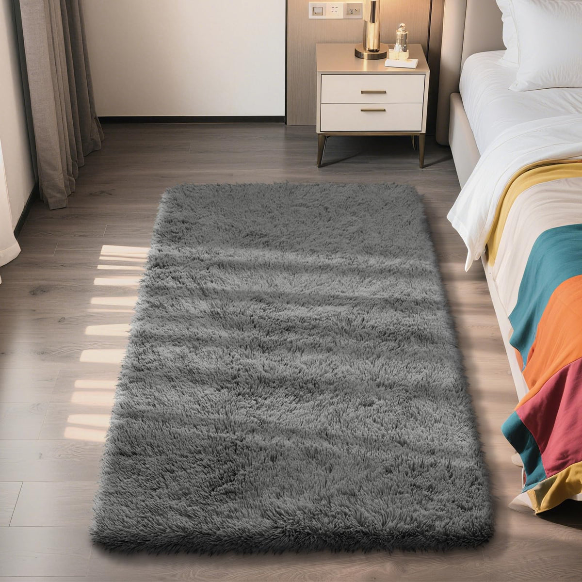 6x9 Black Fluffy Area Rug for Living Room,Large Shag Area Rugs for Bedroom