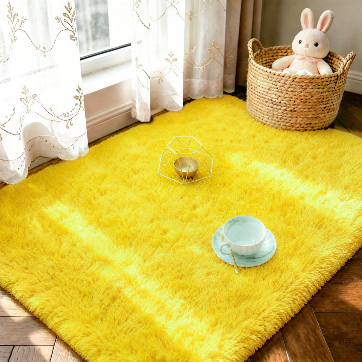 LOCHAS 4x6 Area Rugs Fluffy Living Room Carpets for Kids Bedroom, White