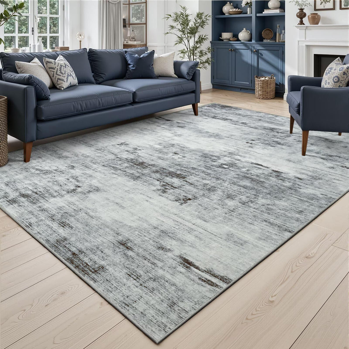 Toneed 4'x6' Washable Area Rugs for Bedroom Living Room, 48"x72" Grey