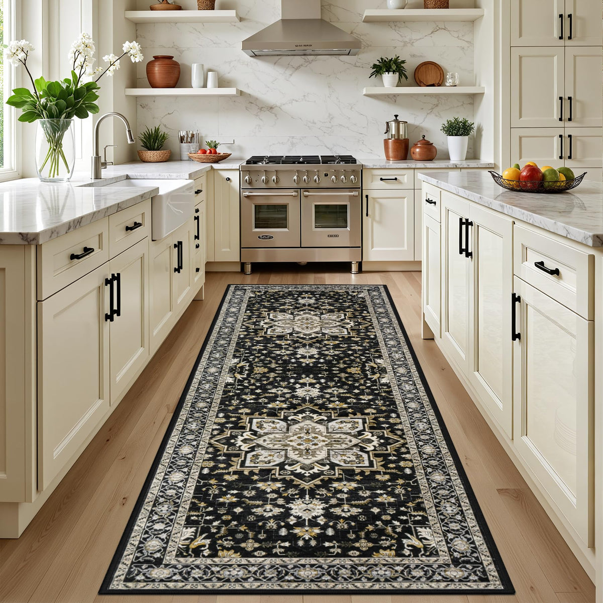 5x7 Area Rugs Living Room: Washable Vintage Rug for Bedroom Beige