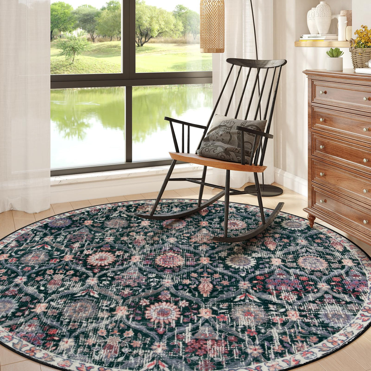 Lahome Moroccan Machine Washable Rugs for Living Room, 4x6 Rug for Bedroom