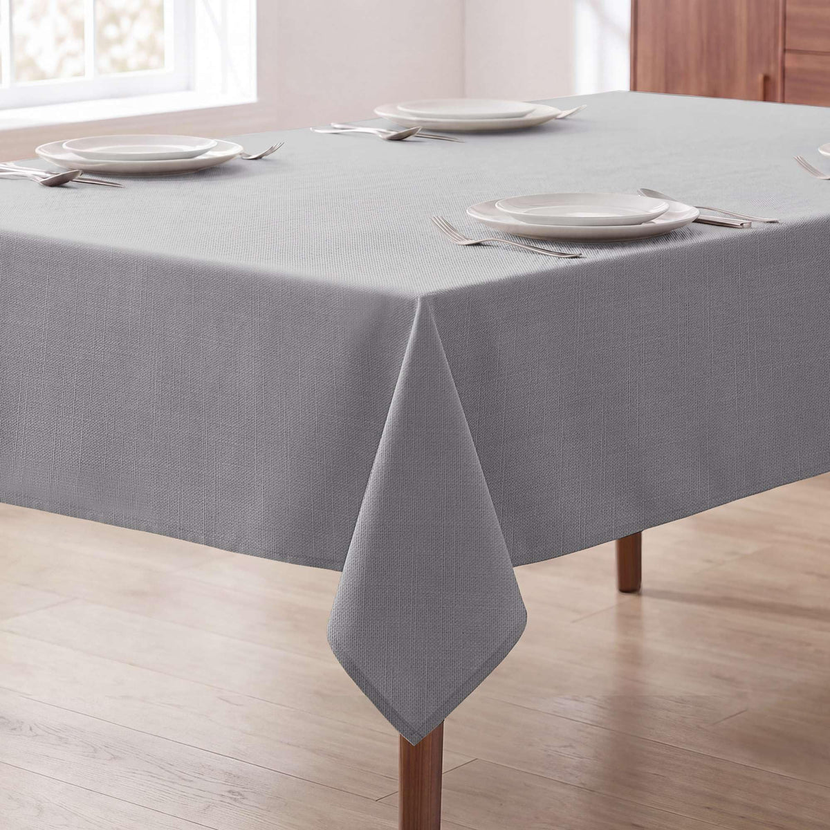 H.VERSAILTEX Linen Textured Table Cloths 60 x 120 Inch Premium Solid Tablecloth Spill-Proof Waterproof Table Cover for Dining Buffet Feature Extra Soft and Thick Fabric Wrinkle Free, Taupe