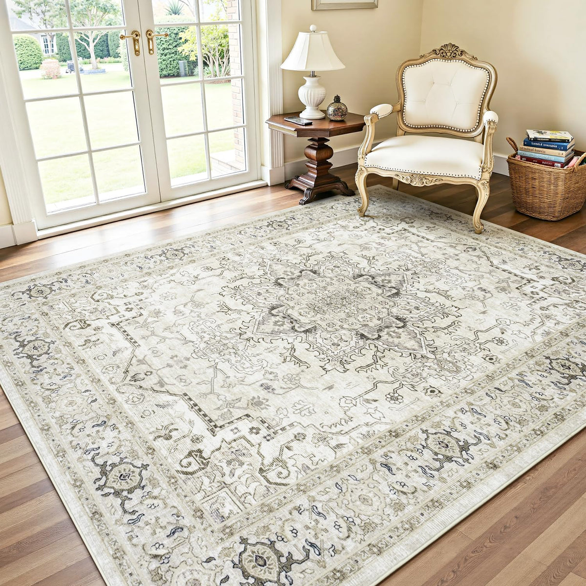 Lofus 5x7 Area Rugs for Living Room Bedroom, Soft Boho Carpet Floral Brown