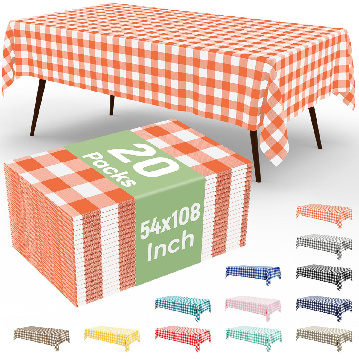 misaya 4 Packs Buffalo Disposable Table Cloth, 54 x 108 Inch Waterproof Plastic Tablecloth, Rectangle Red and White Checkered Table Covers for Picnic, Birthday, Party, Back to School