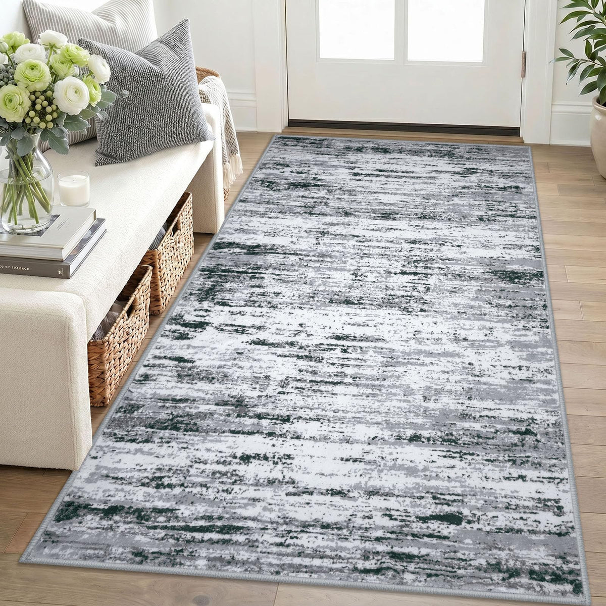 Lansny Abstract 2x3 Area Rug Small Washable Entryway Rug Non Slip Door Mat