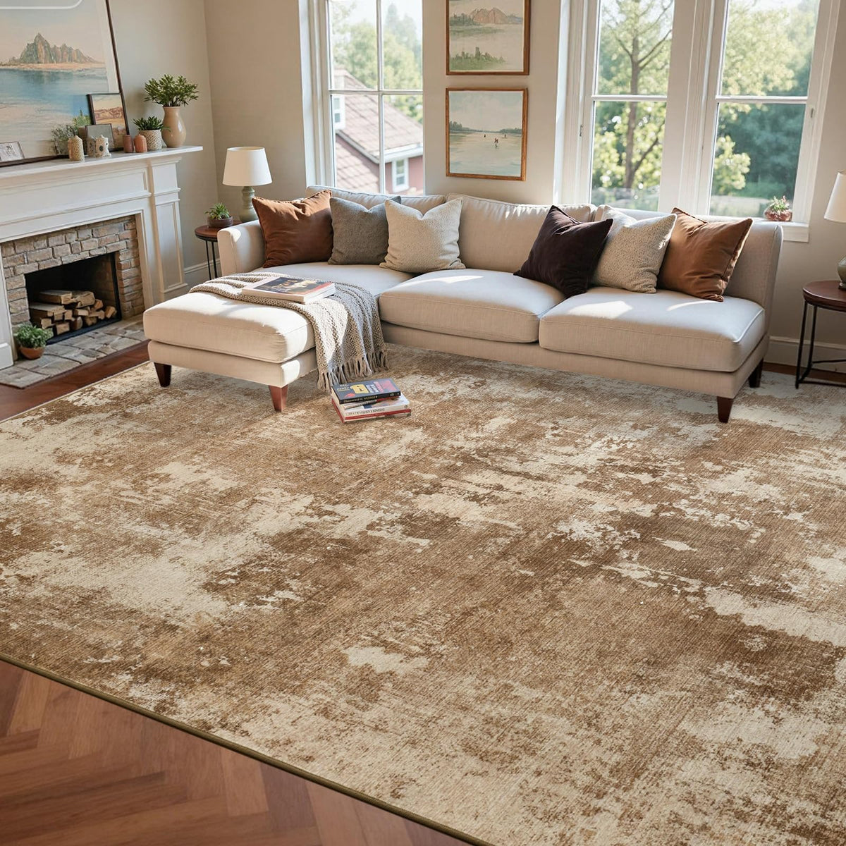 6x9 Ft Large Area Rugs for Living Room, Soft Non-Slip Washable Rugs Modern Abstract Pattern Carpet for Bedroom Indoor Floor Nursery Home Decor (Blue)
