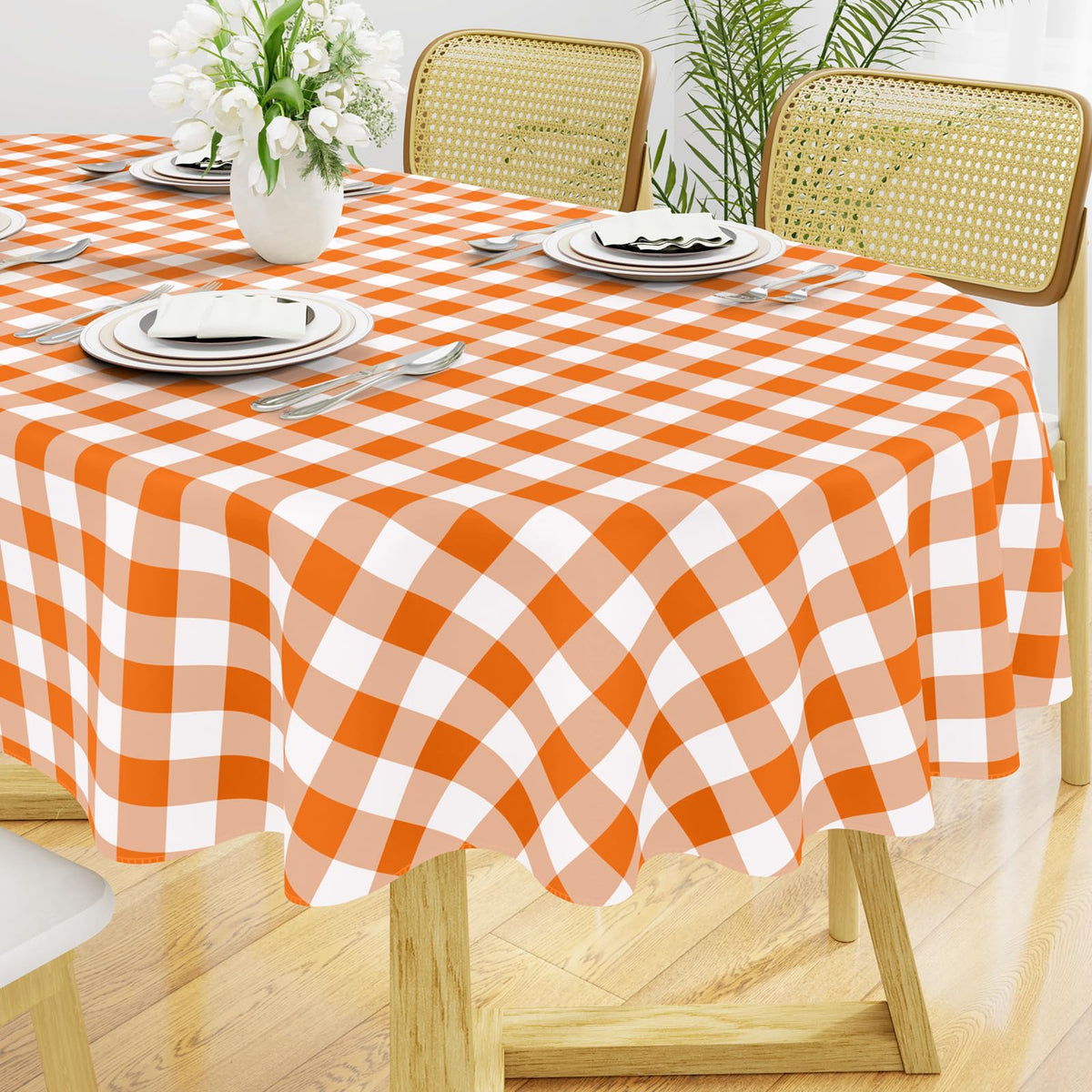 Smiry Picnic Table Cloth, Vinyl Tablecloths with Flannel Backing, 60"x84"