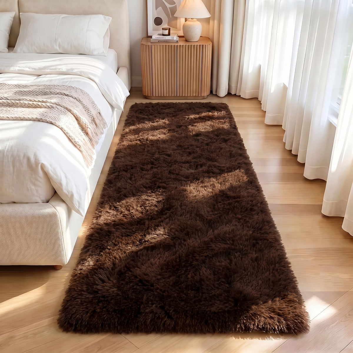 LOCHAS 4x6 Area Rugs Fluffy Living Room Carpets for Kids Bedroom, White