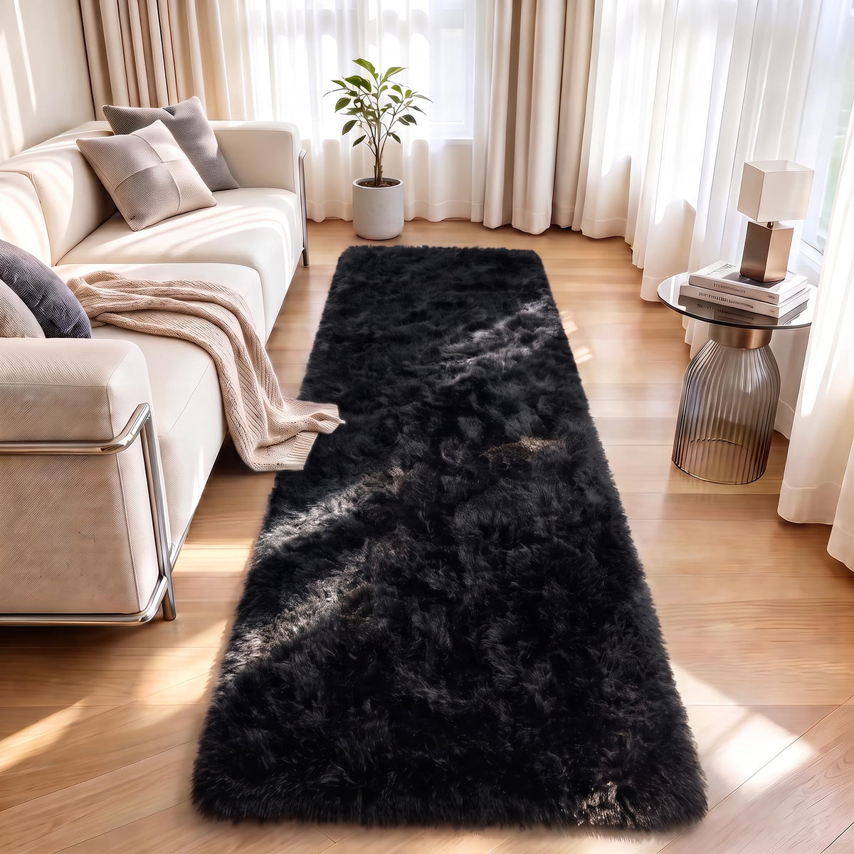LOCHAS 4x6 Area Rugs Fluffy Living Room Carpets for Kids Bedroom, White