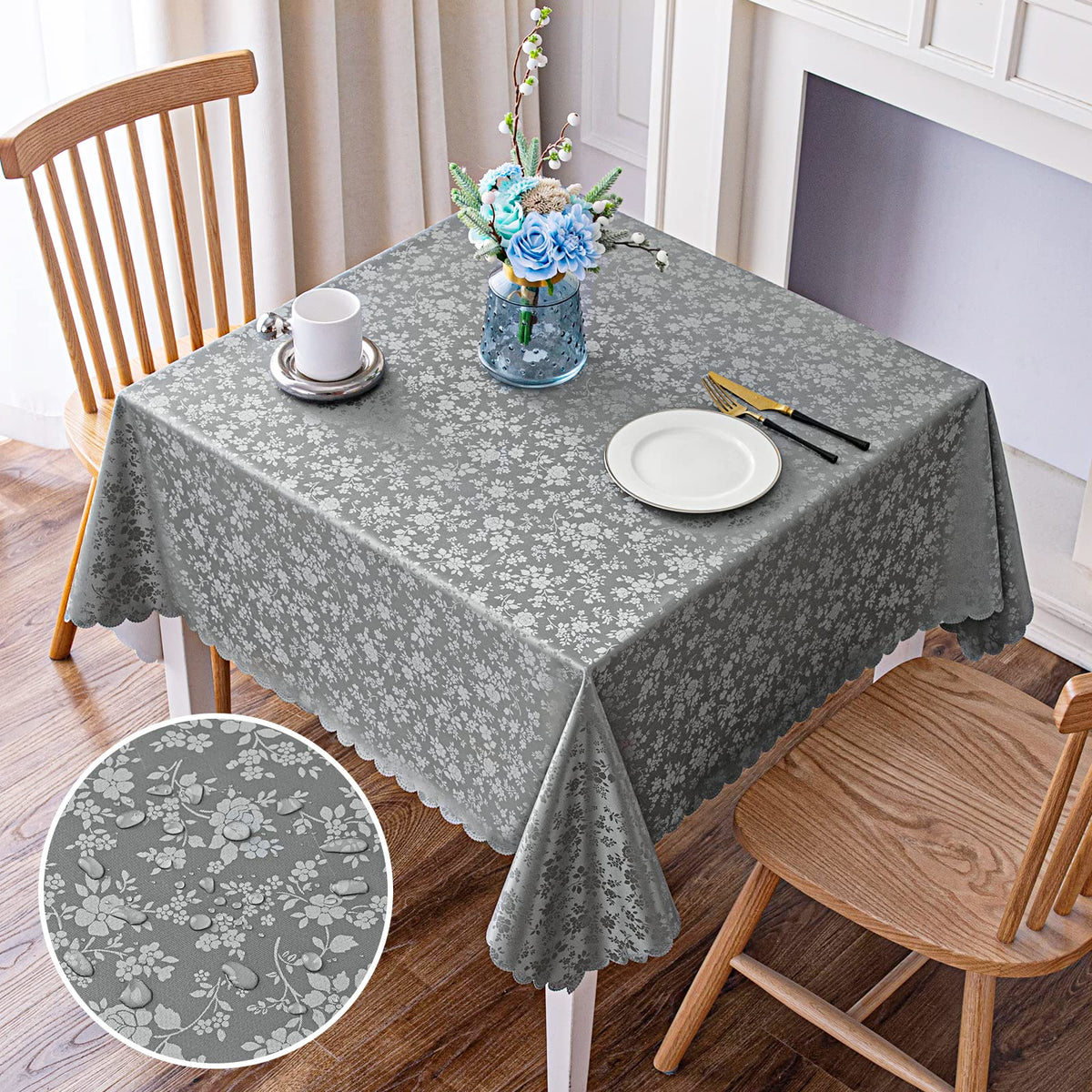 Smiry Rectangle Waterproof Heavy Duty Vinyl Tablecloths, 60 x 84 Inch