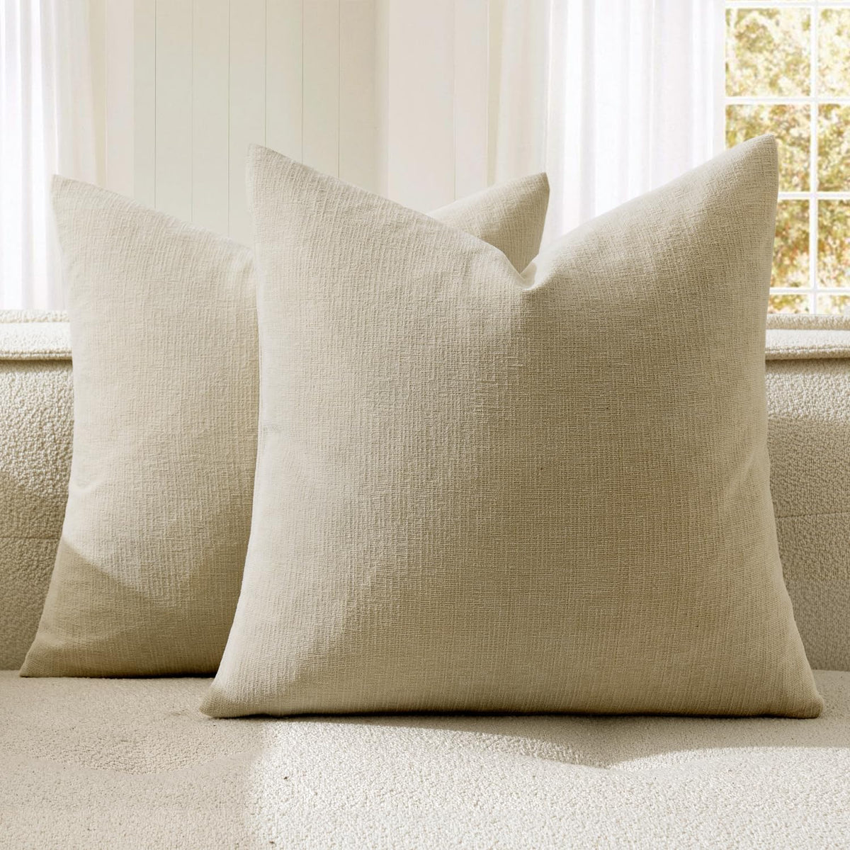 MIULEE Olive Green Chenille Couch Throw Pillow Covers, 18x18