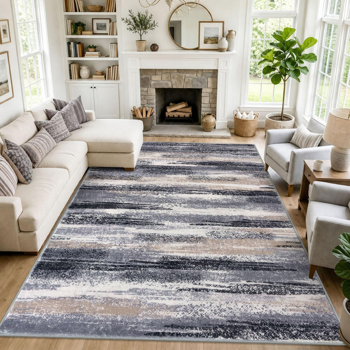 Lansny Abstract 2x3 Area Rug Small Washable Entryway Rug Non Slip Door Mat