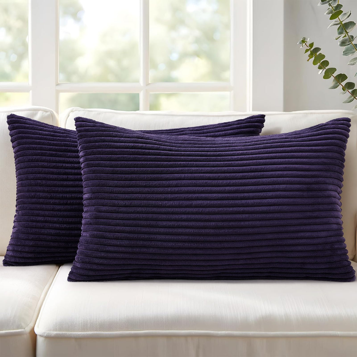 Mecatny Corduroy Fall Throw Pillow Covers 18x18 Set of 2 Olive Green