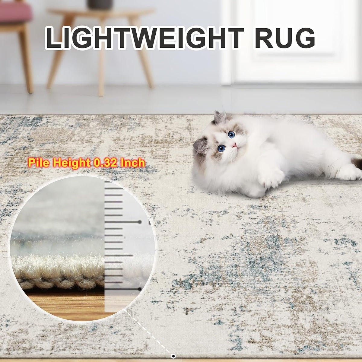 PLHXFR 8x10 Area Rug Living Room: Modern Abstract Washable Carpet Multi