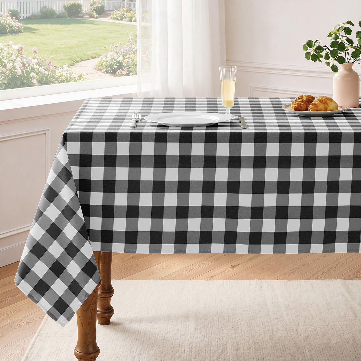 Veblandy Checkered Tablecloth Rectangle Waterproof Gingham Table Cloth Washable Buffalo Plaid Table Cover Wrinkle Free for Kitchen, Dining and Outdoor Picnic, 60 x 120 Inch, Sage Green and White