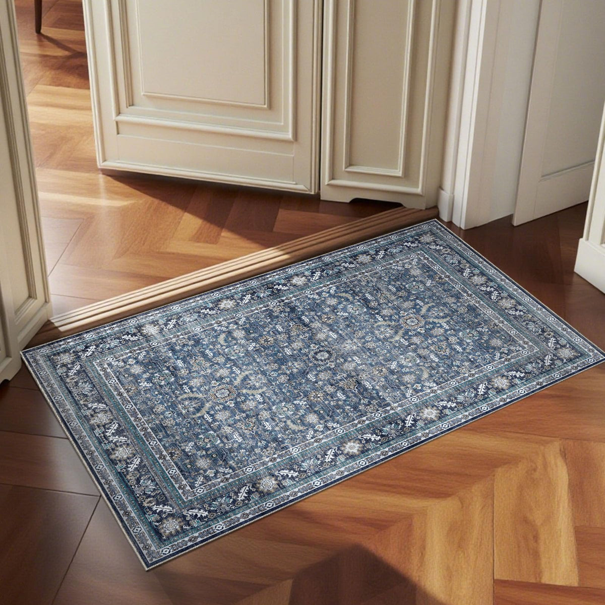 OPPODREAM Vintage Blue Area Rugs 5x7, Washable Rug for Living Room