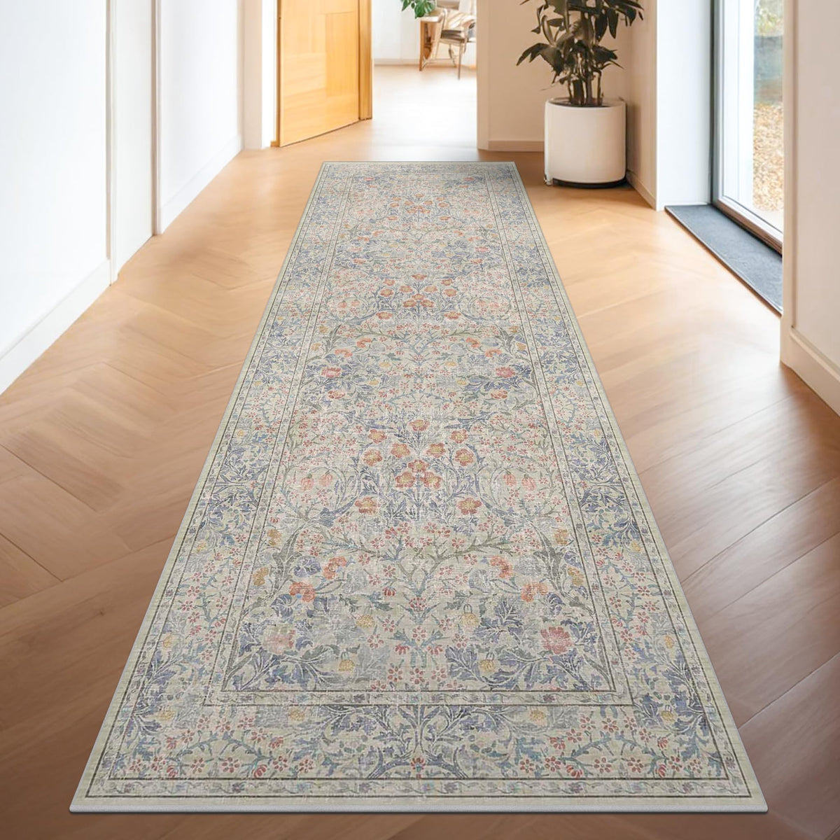 Vintage Floral Dark Green 3x5 Area Rugs for Entryway, Kitchen, Bedroom Beside Rug, Laundry Room, Non-Slip Low Pile Ultra Soft Stain Resistant Small Carpet