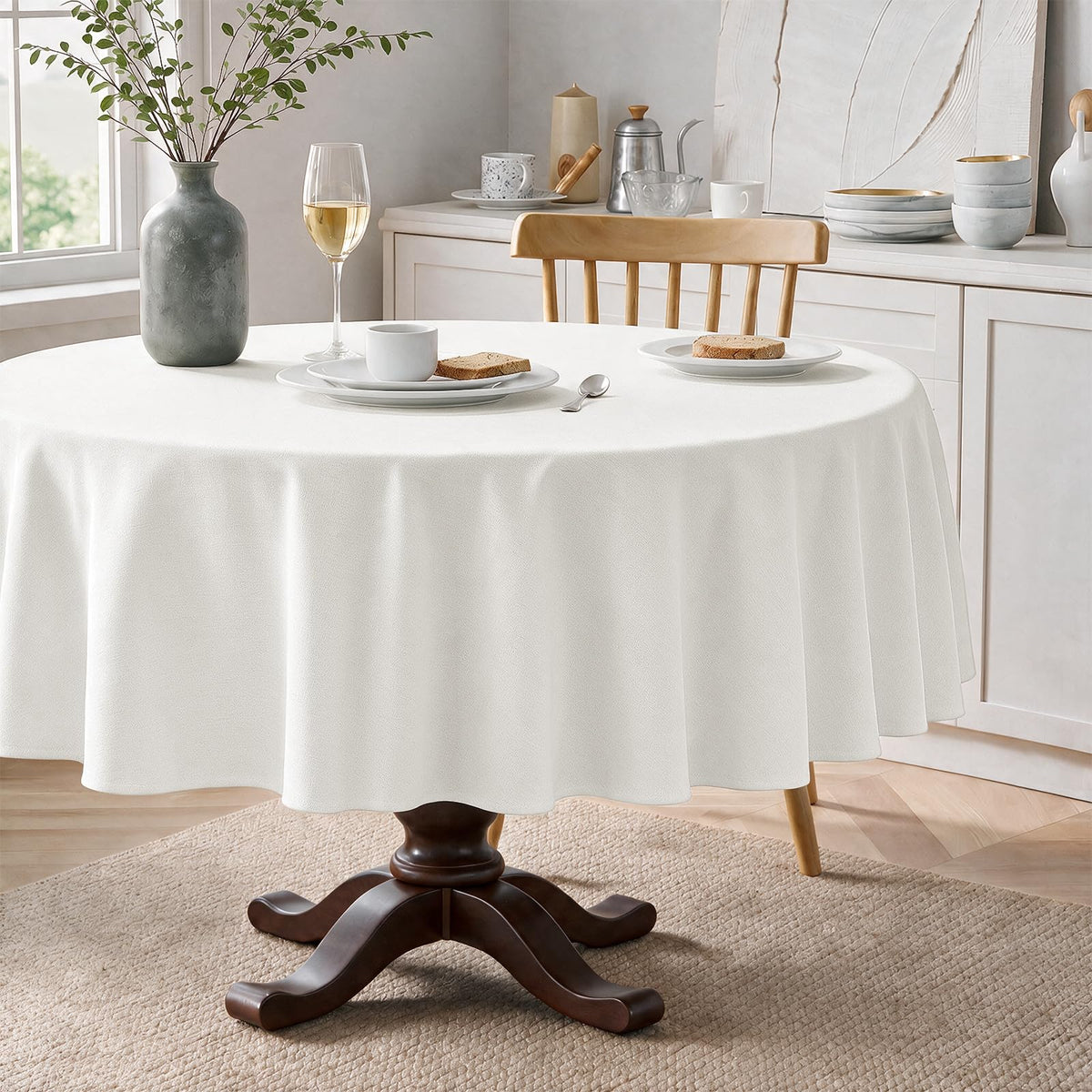 Veblandy Rectangle Tablecloth Waterproof Linen Textured Table Cloth Stain and Wrinkle Resistant Washable, Decorative Fabric Table Cover for Dining, Party and Camping (Sage Green, 52 * 70)