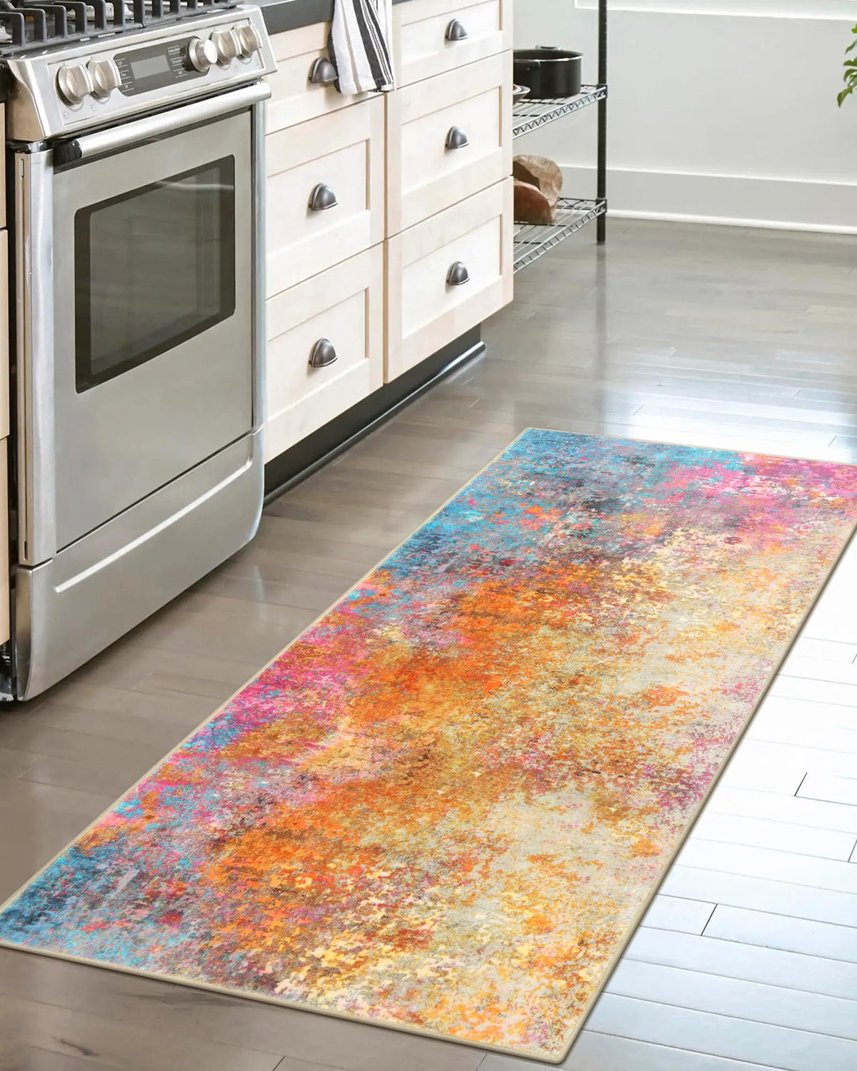 Lahome Modern Abstract Washable 5x7 Area Rugs for Living Room, Colorful Soft Bedroom Rug Low Pile Non Slip,Stain Resistance Dining Room Carpet for Nursery Office Entrance Home Office Decor
