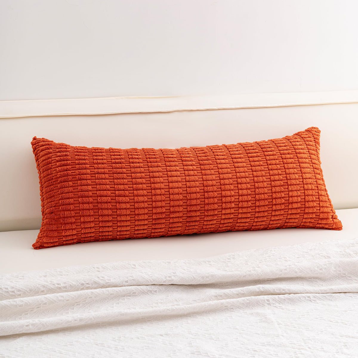 Pack of 2 Corduroy Decorative Throw Pillow Covers 18x18 Inch, Cream White