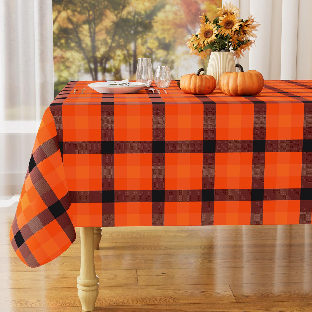 misaya Rectangular Waterproof Vinyl Table Cloth, Flannel Backed Tablecloth