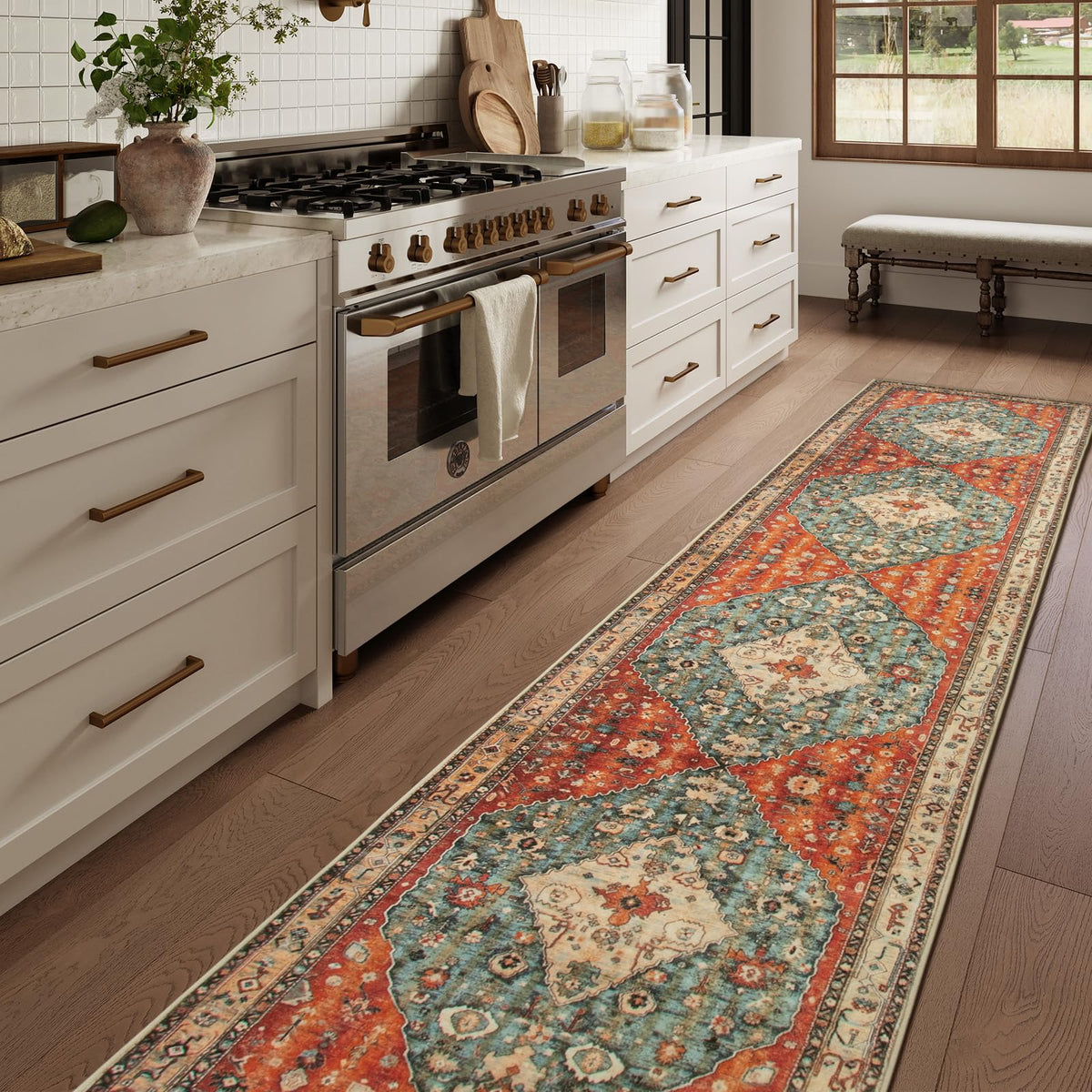 Lahome Felice Boho Tribal 2x3 Washable Small Rugs for Entryway Doormat Indoor Entrance, Throw Rugs with Rubber Backing, Bohemian Soft Non-Slip Bathroom Carpet for Bath Front Door Kitchen Floor