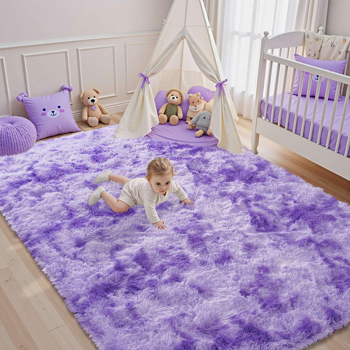 5x7 Black Area Rugs for Living Room, Large Fluffy Shag Bedroom Rugs Non-Slip, Ultra Soft Plush Carpet for Nursery Kids PlayRoom Dorm Office Indoor Modern Carpets