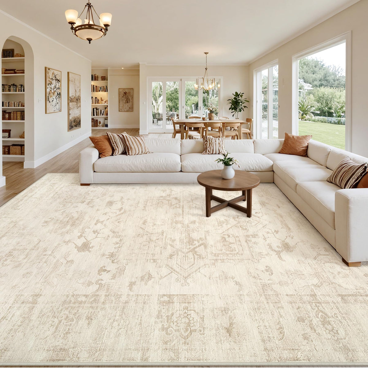 8x10 Area Rugs Living Room: Bedroom Neutral Washable Carpet Beige