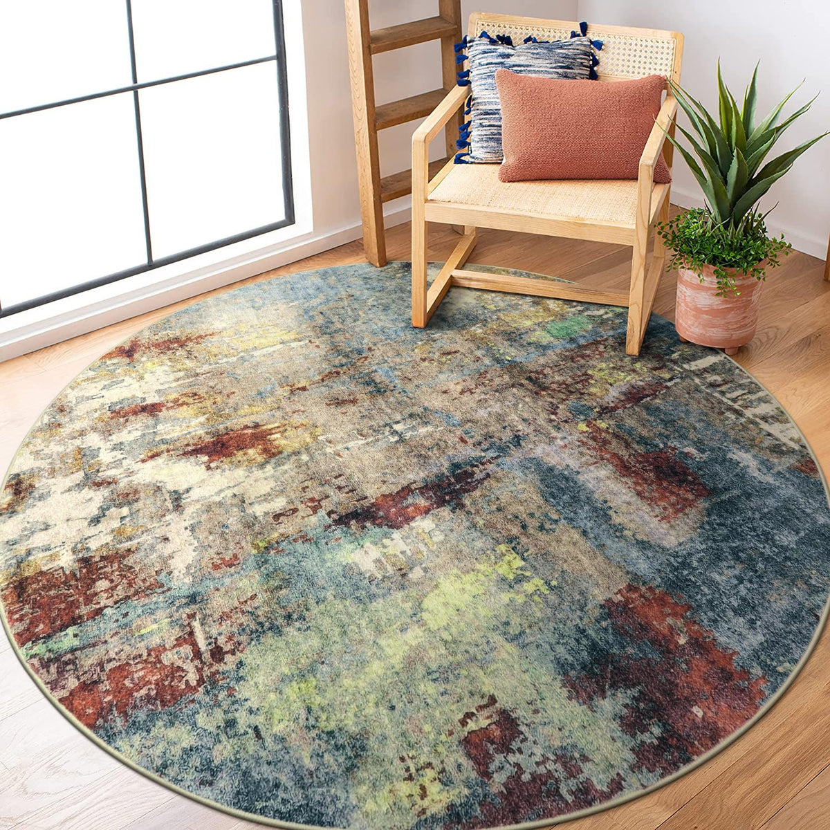 Lahome Modern Abstract Washable 5x7 Area Rugs for Living Room, Colorful Soft Bedroom Rug Low Pile Non Slip,Stain Resistance Dining Room Carpet for Nursery Office Entrance Home Office Decor