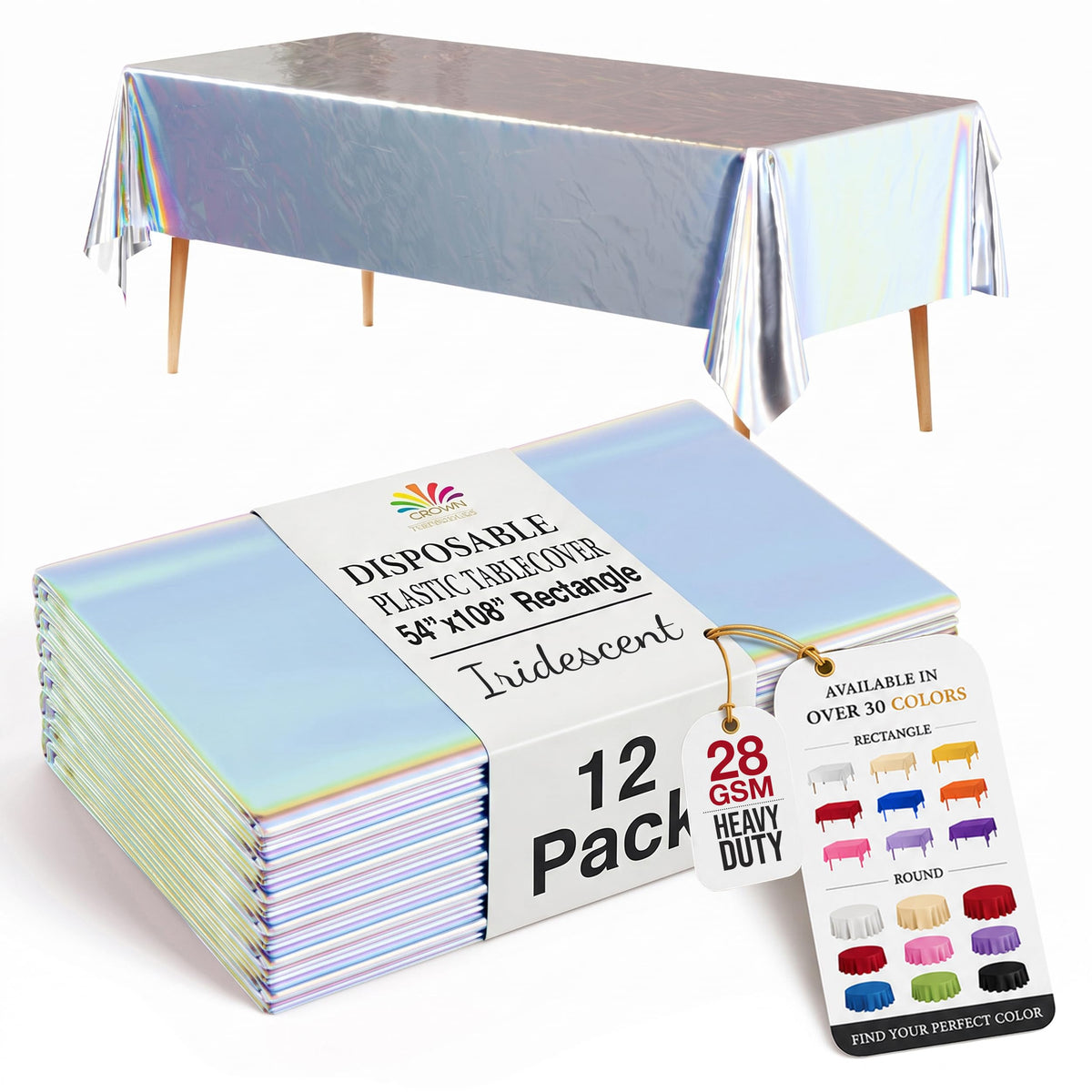 Exquisite 12-Pack Premium Plastic Tablecloth 12-Pack Premium Plastic Tablecloth 84in. Round Table Cover - Emerald Green